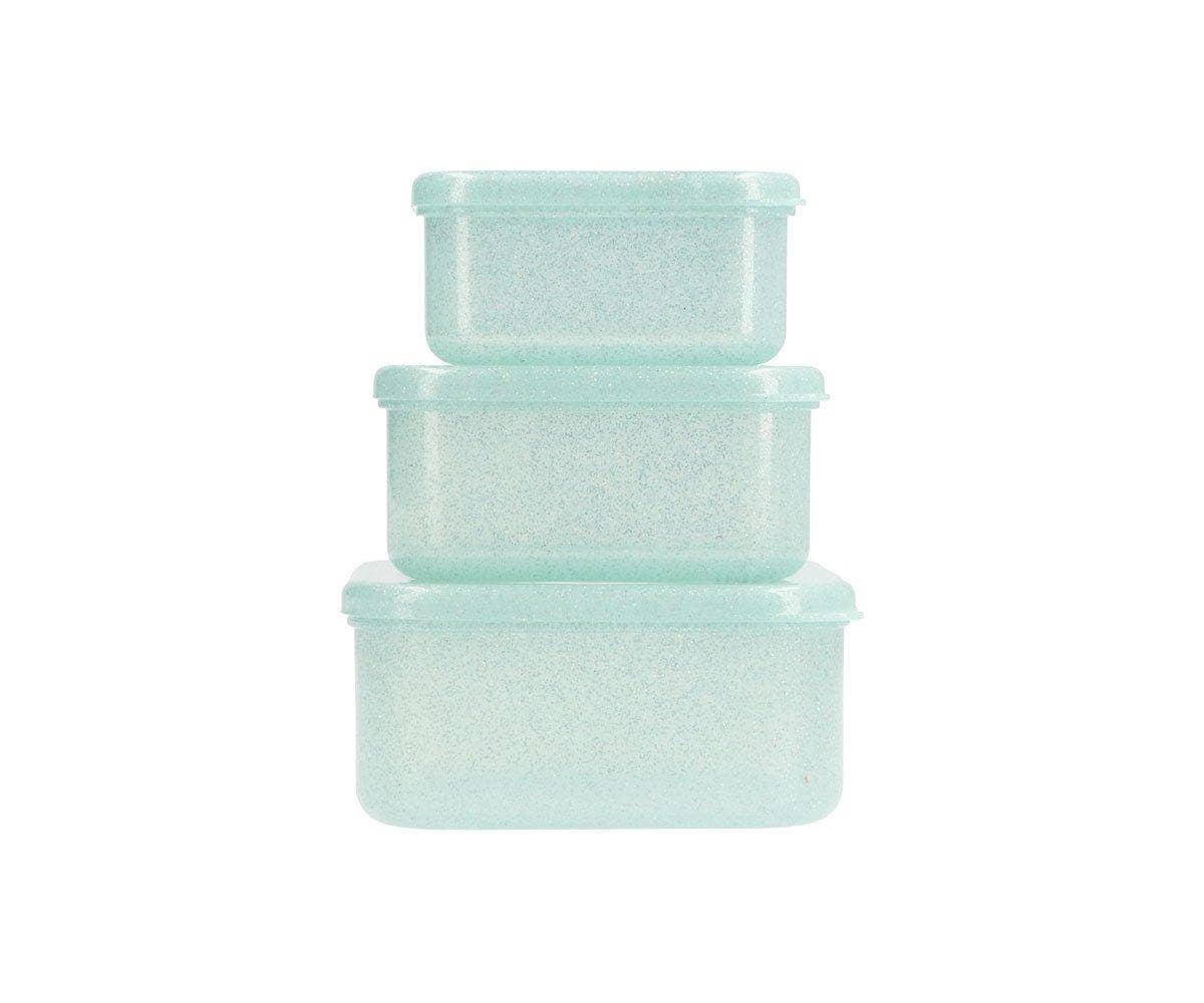 3 Boîtes Déjeuner Paillettes Turquoise - Tutete