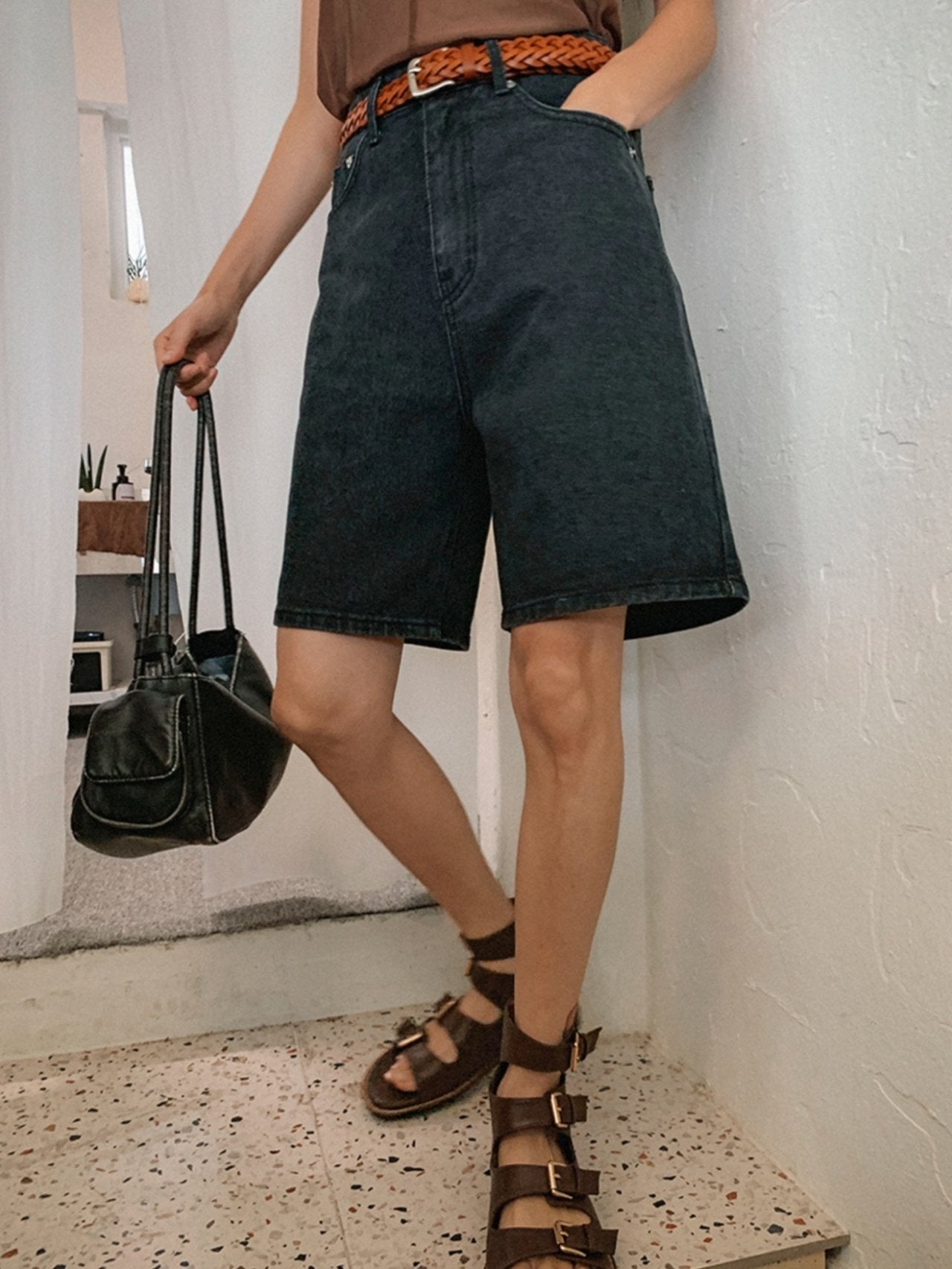 Bermuda en jean noir