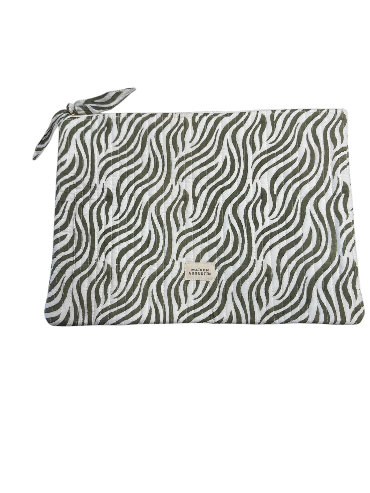Pochette d'ordinateur zébré kaki - Maison Augustin