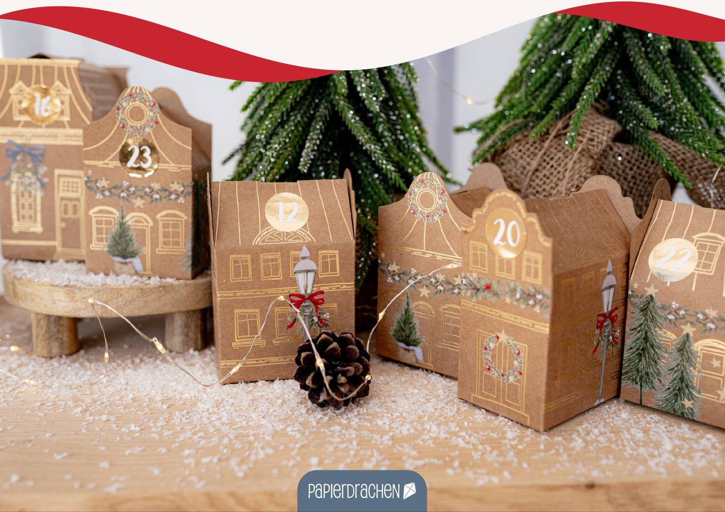 Calendrier de l'avent en papier - Maisons