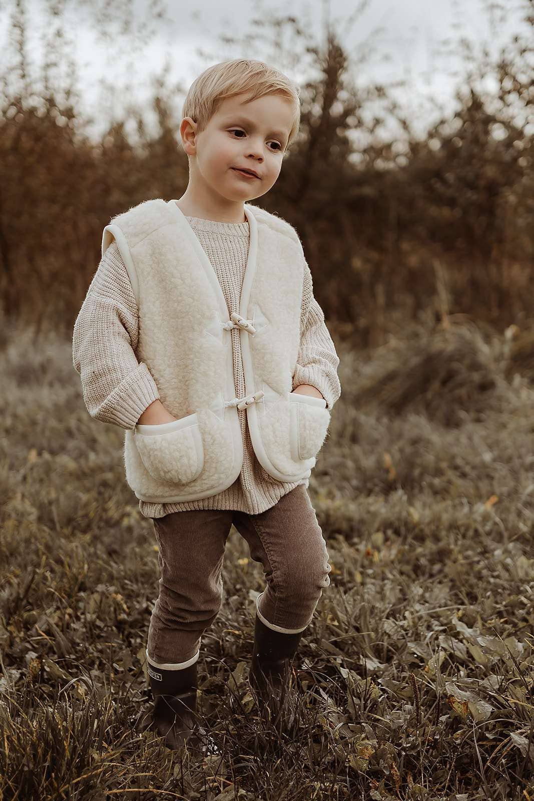 Gilet sans manche en laine blanc cassé - We are wovens