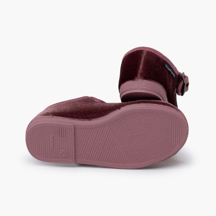 Babies en velours Vieux rose - Pisamonas