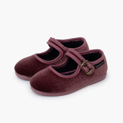 Babies en velours Vieux rose - Pisamonas