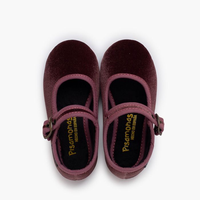 Babies en velours Vieux rose - Pisamonas