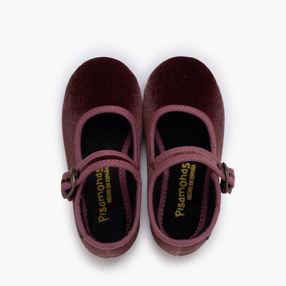 Babies en velours Vieux rose - Pisamonas