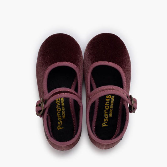 Babies en velours Vieux rose - Pisamonas
