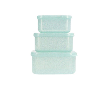 3 Boîtes Déjeuner Paillettes Turquoise - Tutete