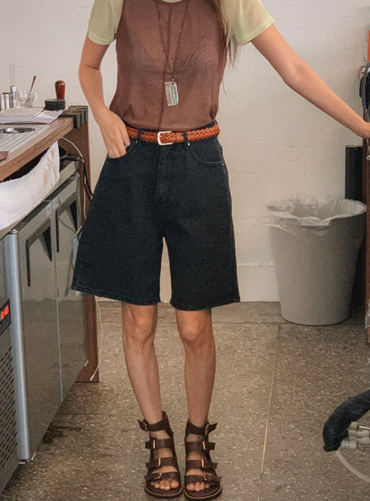 Bermuda en jean noir