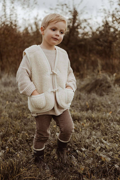 Gilet sans manche en laine blanc cassé - We are wovens