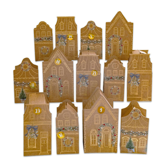 Calendrier de l'avent en papier - Maisons