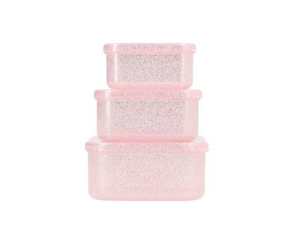 3 Boîtes Déjeuner Glitter Rose - Tutete